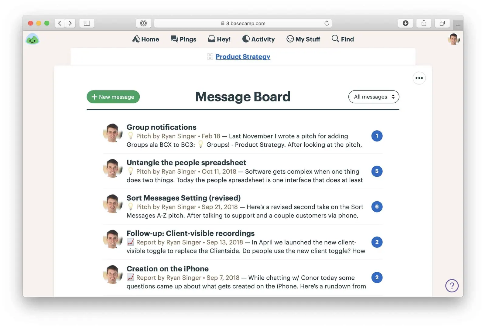 basecamp message board