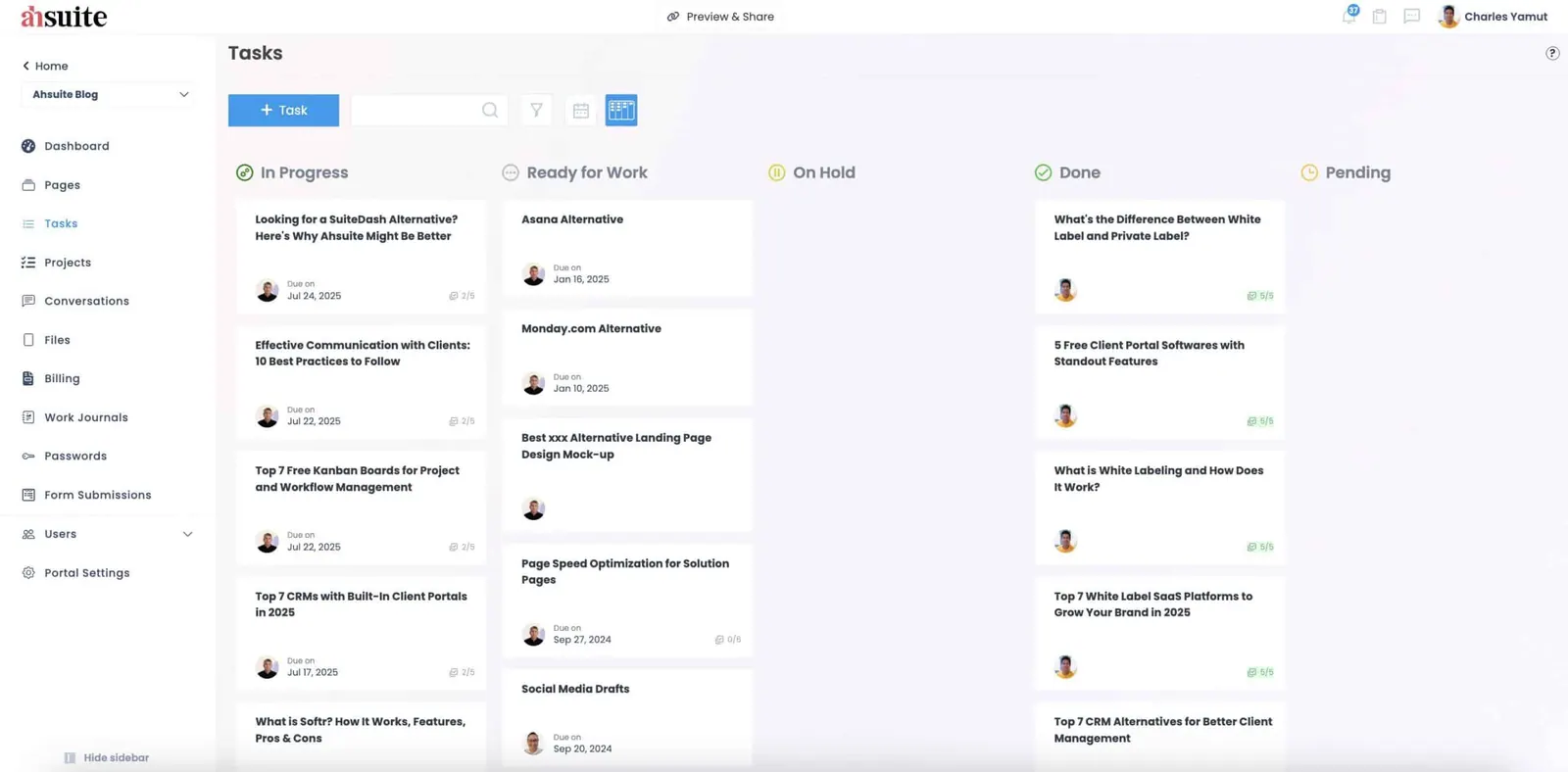 ahsuite kanban board