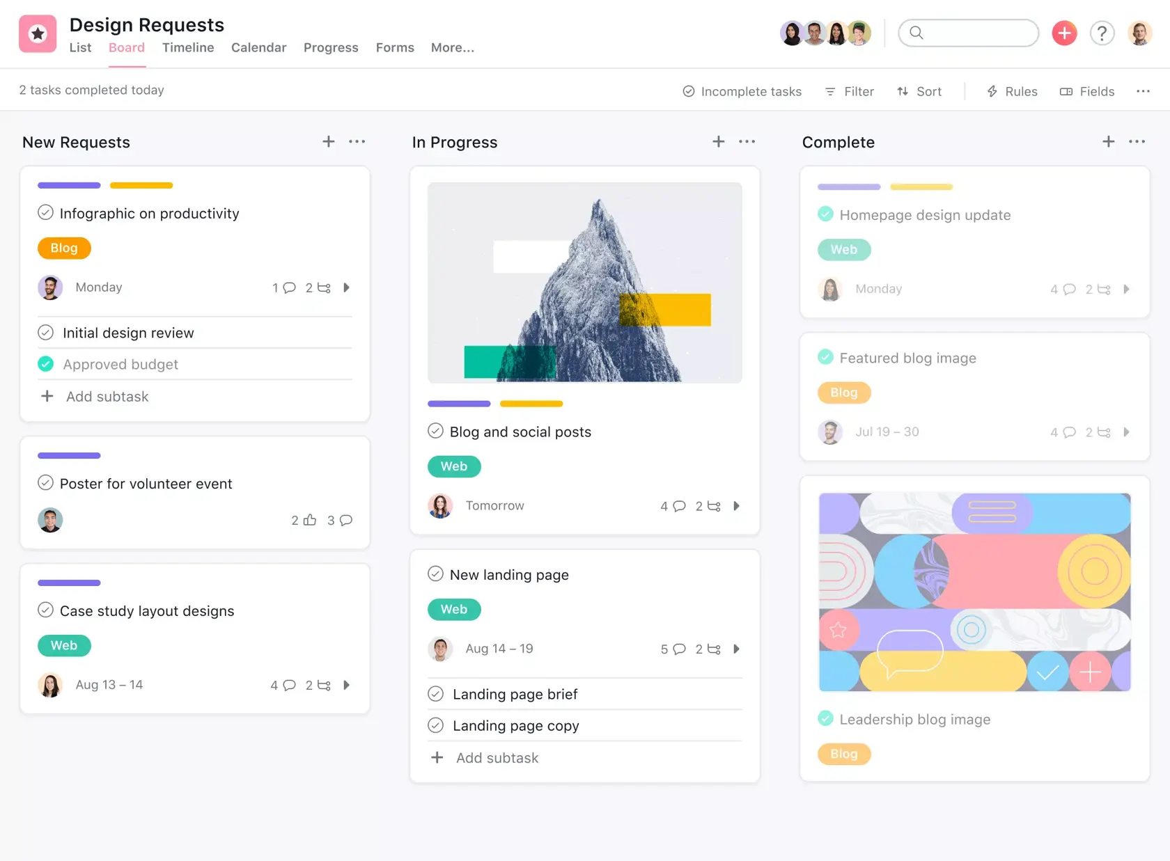 asana kanban view