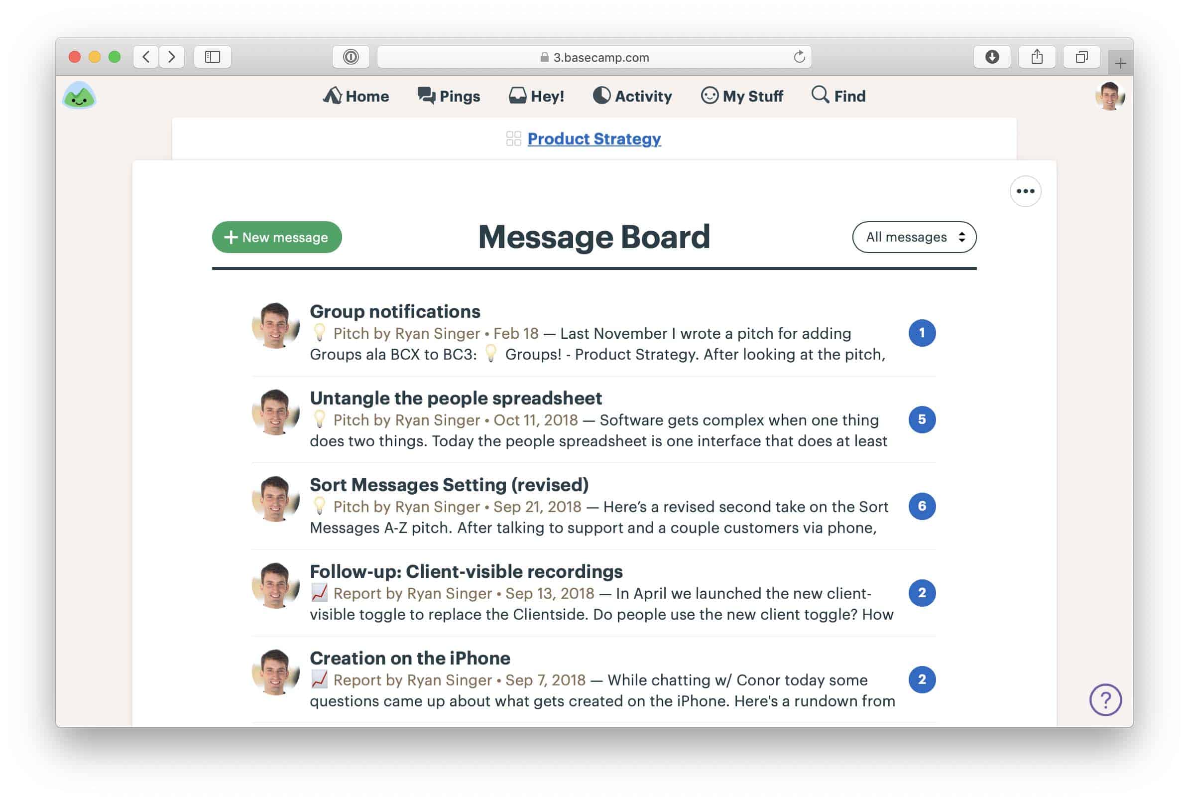 basecamp message board
