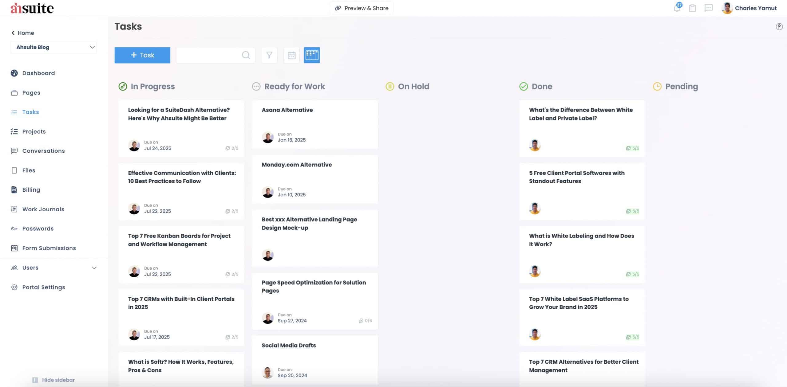 ahsuite kanban board